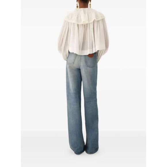 Chloe Women Cotton Voile And Lace Cropped Ruffle Top - Picture 3 of 5